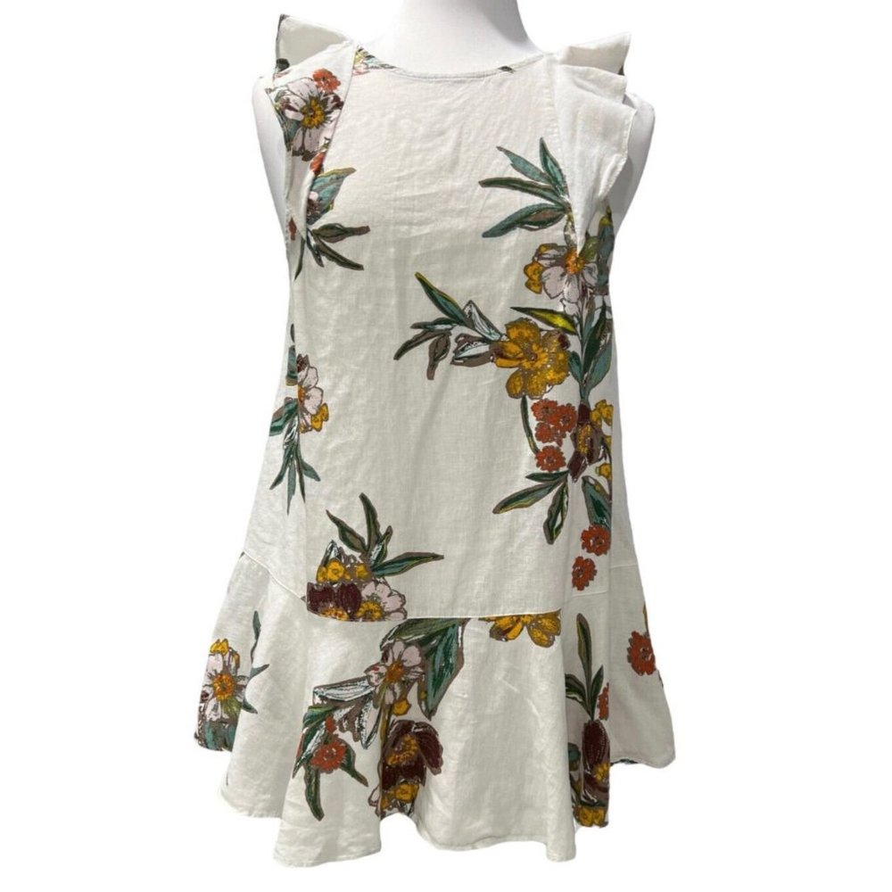 Free People Summer in Tulum Linen Blend Floral Print Boho Tunic Size XS